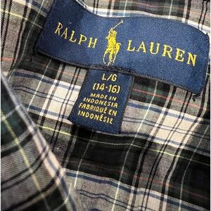 Boy’s RALPH LAUREN Blue Navy Plaid Shirt Large